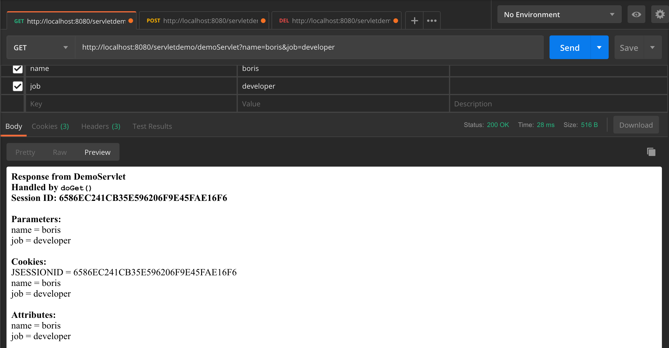 GET request with session attribute